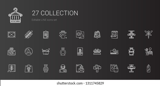 collection icons set. Collection of collection with detergent, broccoli, stationary, woman, vase, shopping bag, wheat flour, progress bar. Editable and scalable icons.