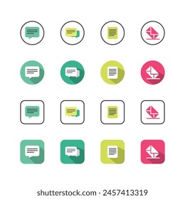 Collection of Icons set, flat colored with shadows. Thin line icons set. Flat vector illustration