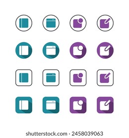 Collection of Icons set, flat colored with shadows. Thin line icons set. Flat vector illustration
