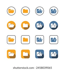 Collection of Icons set, flat colored with shadows. Thin line icons set. Flat vector illustration
