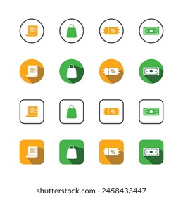 Collection of Icons set, flat colored with shadows. Thin line icons set. Flat vector illustration
