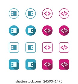 Collection of Icons set, flat colored with shadows. Thin line icons set. Flat vector illustration