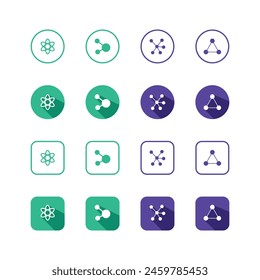 Collection of Icons set, flat colored with shadows. Thin line icons set. Flat vector illustration