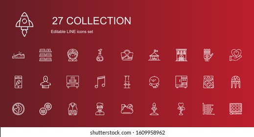 collection icons set. Collection of collection with love, startup, cloud, priest, jacket, biscuit, earth, closet, bird, vase, musical note. Editable and scalable icons.