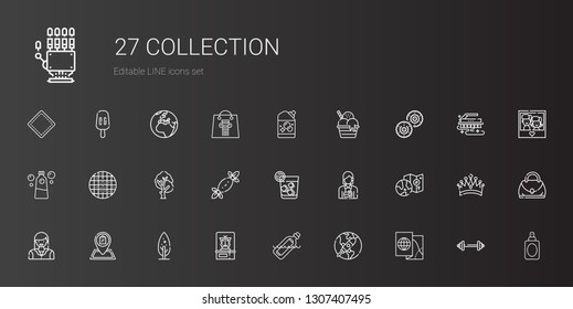 collection icons set. Collection of collection with map, startup, bottle, butterfly, tree, shop, woman, worldwide, photographer, vodka. Editable and scalable icons.