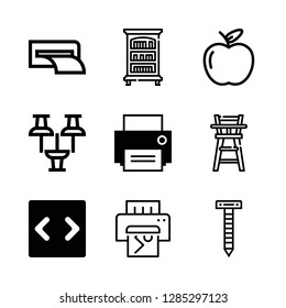 collection icons set with printing, push pin and antique vector set
