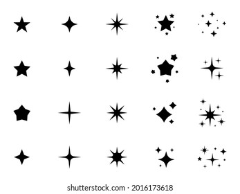 collection of icons in the shape of stars, silhouettes of stars, stars for celebrations or festivals