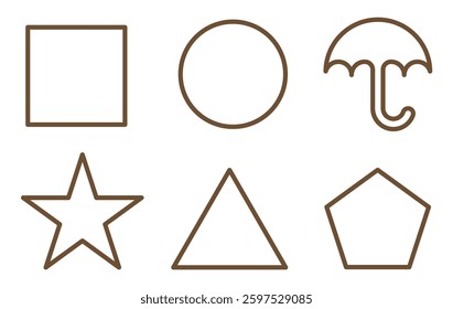 Collection of icons of simple geometric shapes. Geometric shapes thin line. Linear flat style icon. EPS 10.