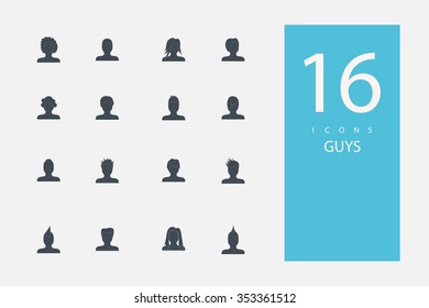 collection of icons in style flat gray color on topic  men's hairstyles