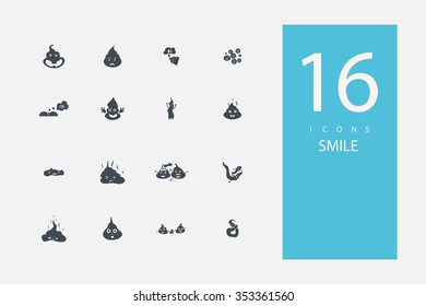 collection of icons in style flat gray color on topic feces