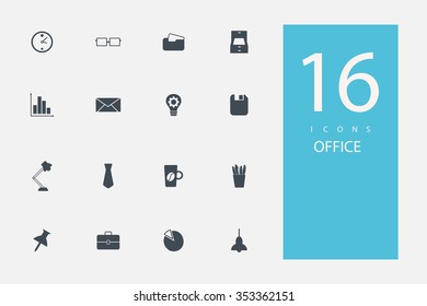 collection of icons in style flat gray color on topic office