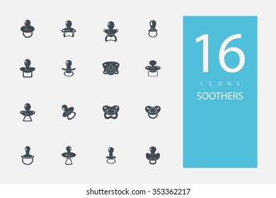 collection of icons in style flat gray color on topic nipples