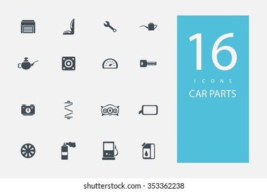 collection of icons in style flat gray color topic parts machine