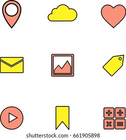 A collection of icons in a stylish color scheme. Communications. Isolated.