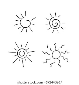 Collection of icons of the Sun. Vector.