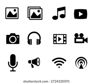 A collection of icons symbolizing different media types and devices