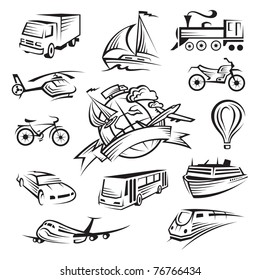 collection of icons of transport