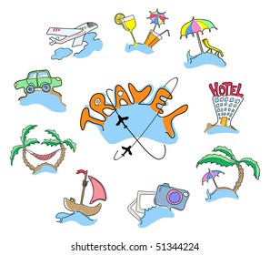 Collection of icons travel, vector illustration