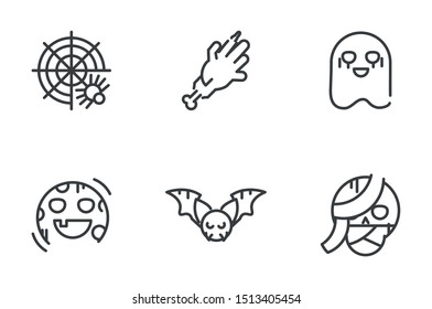 collection icons trick or treat happy halloween line style