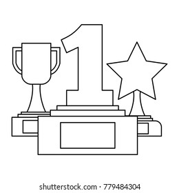 collection icons trophy star cup and number one