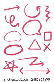 A collection of icons used to indicate directions or to give points
