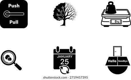 collection of icons for user interface and everyday objects on white background
