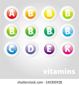 collection of icons of vitamins