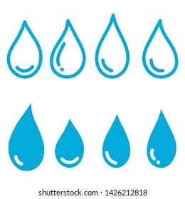 Collection of icons of water drops isolated on white