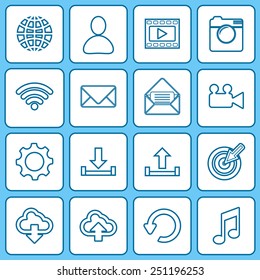 Collection icons for web and mobile apps. Vector illustration.