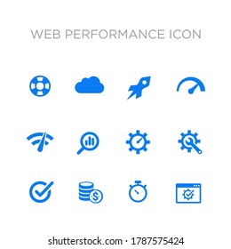 A collection of icons from web page performance notifications. Vector illustration of web page service icons. Suitable for design elements of speed and capability, from the internet optimization.
