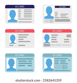 Collection of id card in flat style isolated on white background. Id card design template collection
