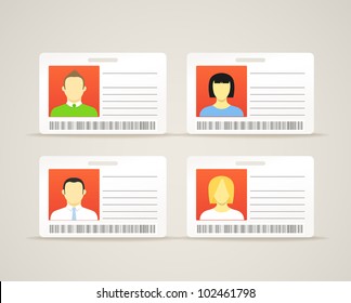 Collection of an id cards with the cute persons