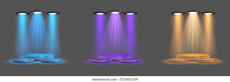 Coleção de cenas iluminadas com holofotes.