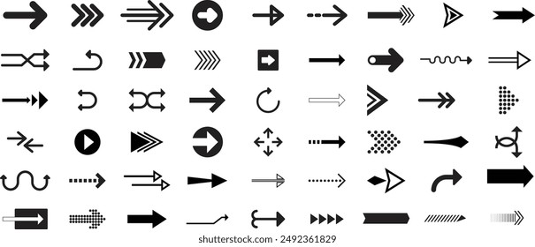 Collection Illustrated Arrow. Collection Arrow set sign. Collection Arrow Vector Illustration