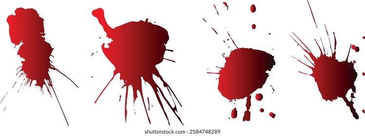 Collection of illustrated blood splatter vector on a transparent background.