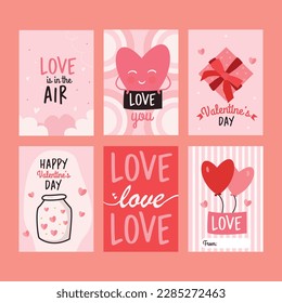 Colección de tarjetas ilustradas para el día de San Valentín, vector