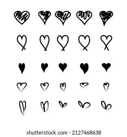 Collection of illustrated heart icons