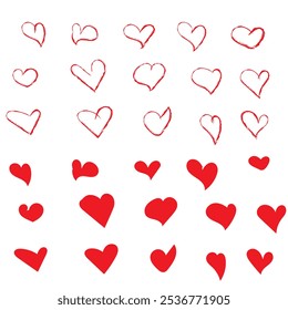 Collection of illustrated heart icons