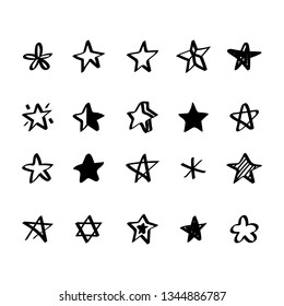 Collection of illustrated star icons