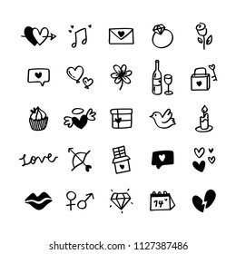 Collection of illustrated valentine&#39;s icons