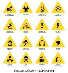 Collection of illustrated warning signs