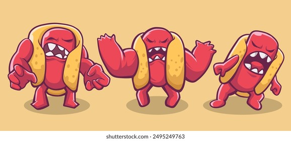 Collection Illustration about a hot dog being angry because there is no sauce 