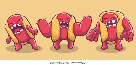 Collection Illustration about a hot dog being angry because there is no sauce 