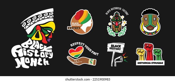 collection illustration design for black history month chat and sayings