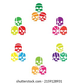 Collection of illustration head skull icon.