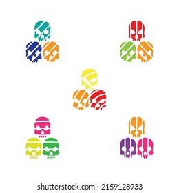 Collection of illustration head skull icon.