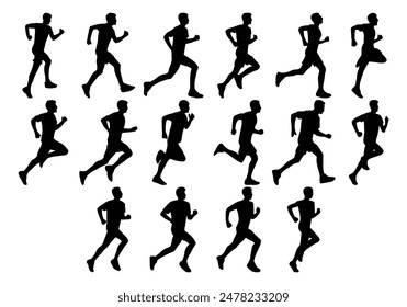 collection of Illustration runner silhouettes. runner athlete silhouette
