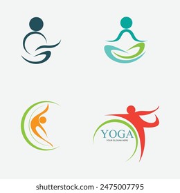 Ilustración de colección gráfico de Vector de logotipo y símbolo de yoga perfecto para marcas de tiendas, spas, fitness, salud, etc