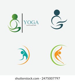 Ilustración de colección gráfico de Vector de logotipo y símbolo de yoga perfecto para marcas de tiendas, spas, fitness, salud, etc