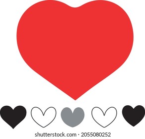 Collection, illustration, vector, in the shape of five heads below a big red heart. The white background is perfect for making a poster, design, icon, symbol, website, button, and more.